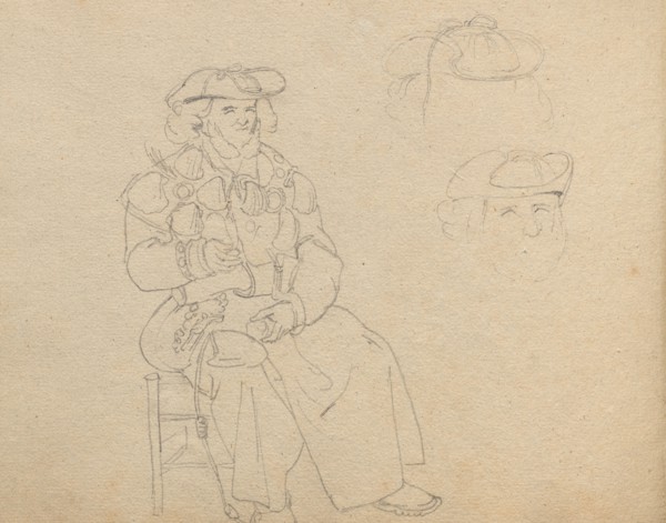 Album with Views of Rome and Surroundings, Landscape Studies, page 38b: Figure Study. Franz Johann