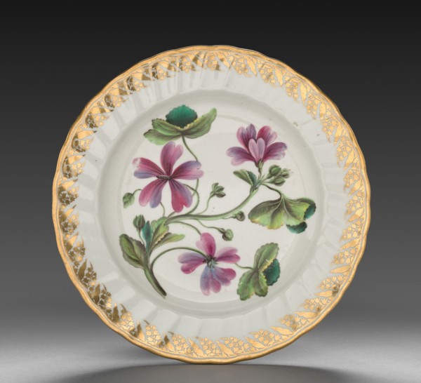 Plate from Dessert Service: Althaea Marsh Mallow, c. 1800. Derby (Crown Derby Period) (British).
