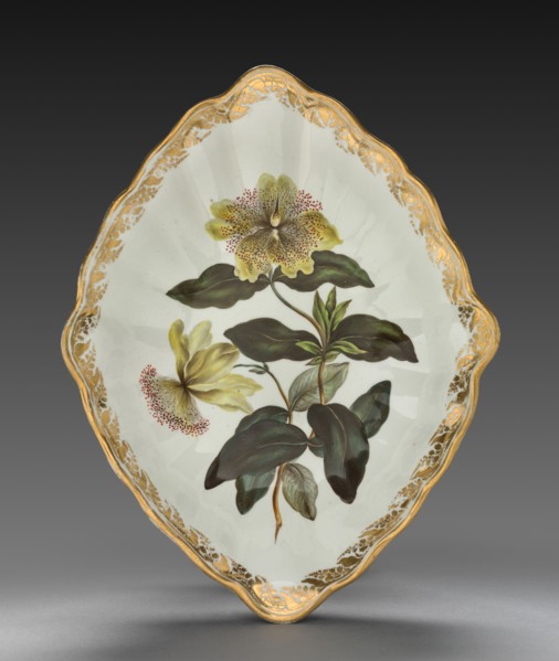 Lozenge Shaped Dish from Dessert Service: Large Flowered St. John's Wort, c. 1800. Derby (Crown