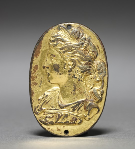 Bust of a Woman (Diana?), c. 1500. Northern Italy, 16th century. Gilt bronze; overall: 5 x 3.4 cm