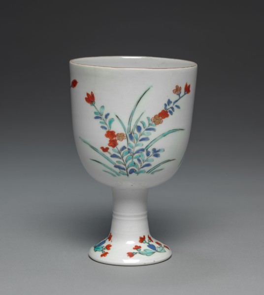 Goblet with Three Sprigs of Flowers: Ko Imari Type, c. 1700. Japan, Edo Period (1615-1868).