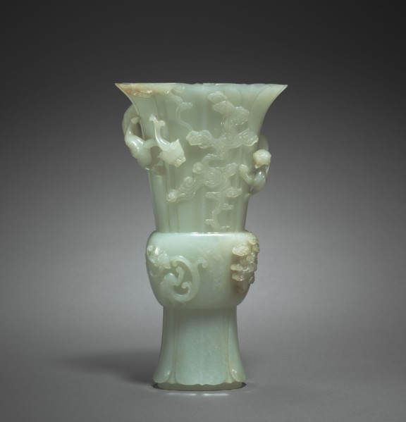 Vase in Form of Archaic Zun with Dragons in Relief, 1736-1795. China, Qing dynasty (1644-1912),