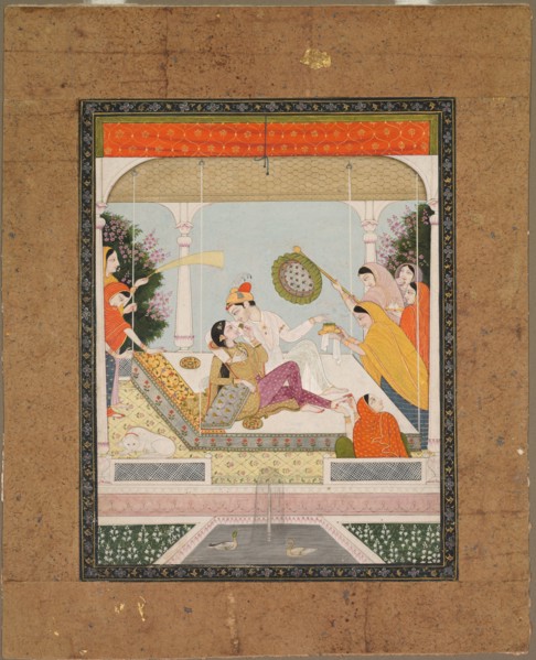 Raja with his Beloved, c. 1790 - 1800. India, Kangra School, late 18th Century. Color on paper;