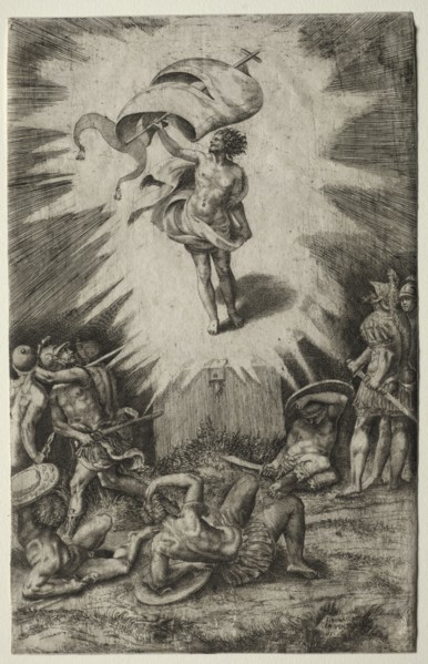 The Resurrection, 1561. Giulio Bonasone (Italian, c. 1510-aft 1576). Etching and engraving; sheet: