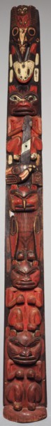 Totem Pole, c. 1880. Northwest Coast, Tlingit, 19th century. Carved and painted wood; overall: 189