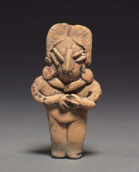 Male Figurine, 400-100 BC. Mexico, Guanajuato, Chupícuaro. Pottery with traces of white and red