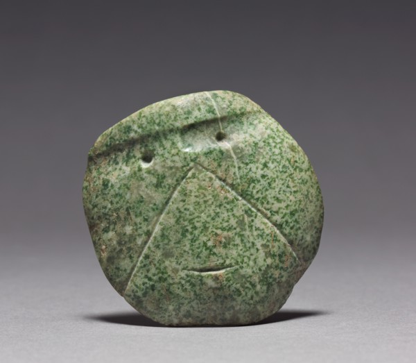 Head Pendant, 100 BC - 300. Mexico, Guerrero, Mezcala. Polished green stone; overall: 6.5 x 6.6 x 2