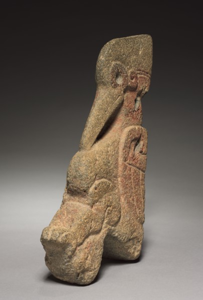 Bird Hacha, 300-900. Mexico, Veracruz, El Tajín. Gray volcanic stone with red pigment; overall: 41