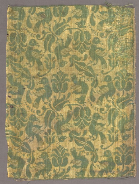 Fragment with Birds and Floral Motif, early 1600s. Italy or Spain ?, 17th century. Damask, silk;