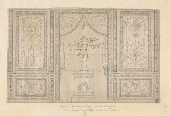 Statue of Cupid in a Wall Niche, late 18th century. Paolo Vincenzo Bonomini (Italian, 1757-1834).