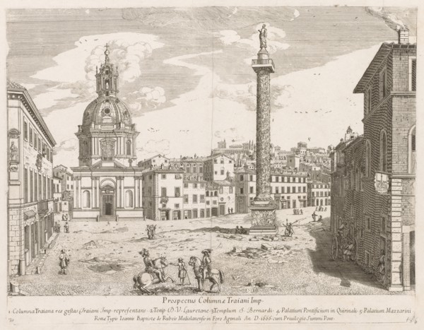 Trajan's Column from "Prospectus Locurum Urbis Romae Insign[ium], 1666. Lievin Cruyl (Flemish, c.