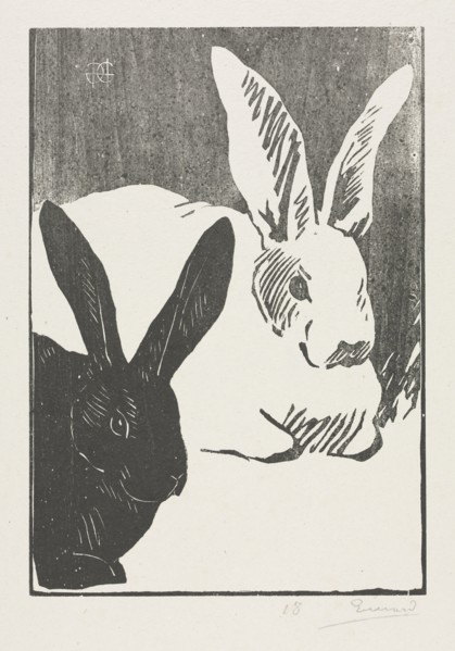 The Rabbits, 1893. Henri Charles Guérard (French, 1846-1897). Woodcut; sheet: 59.5 x 42.2 cm (23