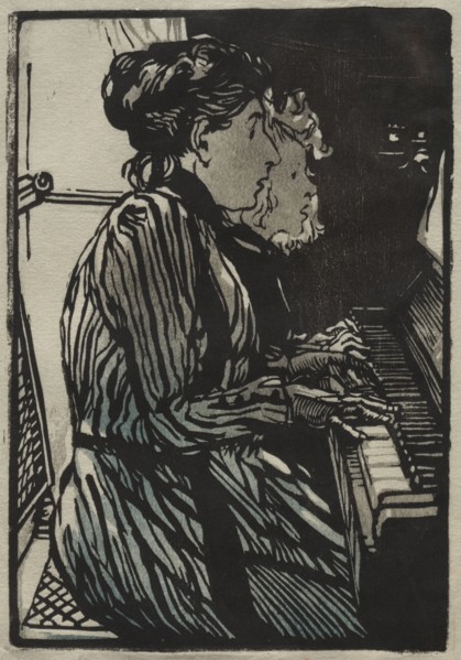 Etude a Quatre Mains, 1890. Auguste Louis Lepère (French, 1849-1918). Color woodcut