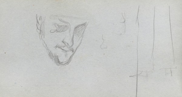 Sketchbook, page 83: Study of a Face, Legs. Ernest Meissonier (French, 1815-1891). Graphite;