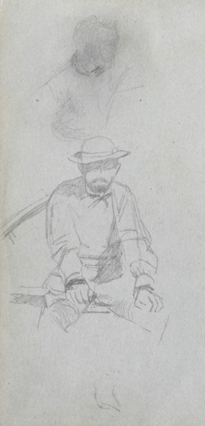 Sketchbook, page 30: Seated male Figure and Figure in Profile. Ernest Meissonier (French,