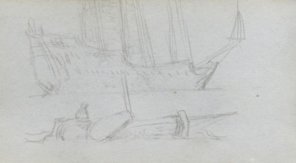 Sketchbook, page 85: Study of a Ship and Buoy. Ernest Meissonier (French, 1815-1891). Graphite;