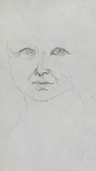 Sketchbook, page 59: Study of a Face. Ernest Meissonier (French, 1815-1891). Graphite;