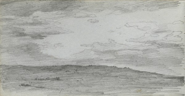Sketchbook, page 34: Landscape Study. Ernest Meissonier (French, 1815-1891). Graphite;