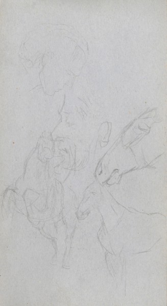 Sketchbook, page 90: Study of Horses, Profiles. Ernest Meissonier (French, 1815-1891). Graphite