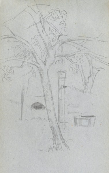 Sketchbook, page 36: Tree Study. Ernest Meissonier (French, 1815-1891). Graphite;