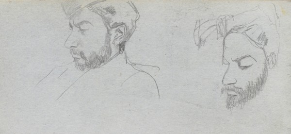 Sketchbook, page 65: Study of Faces in Profile. Ernest Meissonier (French, 1815-1891). Graphite;