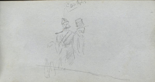 Sketchbook, page 38: Study of a Solider and Figure in Top Hat. Ernest Meissonier (French,