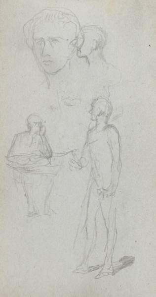 Sketchbook, page 12: Multiple Figures. Ernest Meissonier (French, 1815-1891). Graphite