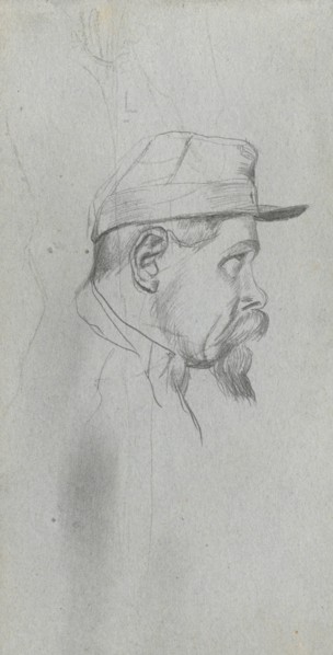 Sketchbook, page 13: Bust of a Man in Profile. Ernest Meissonier (French, 1815-1891). Graphite;