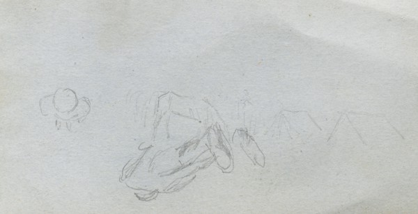 Sketchbook, page 97: Study of Figures, Buildings. Ernest Meissonier (French, 1815-1891). Graphite