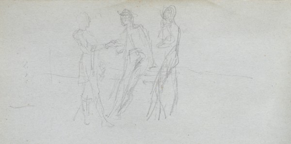 Sketchbook, page 42: Three Figures. Ernest Meissonier (French, 1815-1891). Graphite