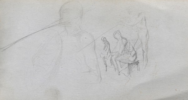 Sketchbook, page 98: Study of Figures. Ernest Meissonier (French, 1815-1891). Graphite