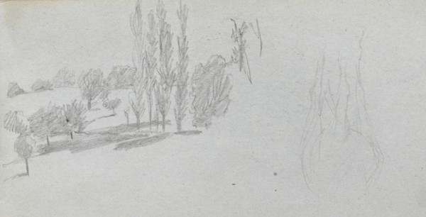 Sketchbook, page 18: Study of a Horse and Landscape Study. Ernest Meissonier (French, 1815-1891).