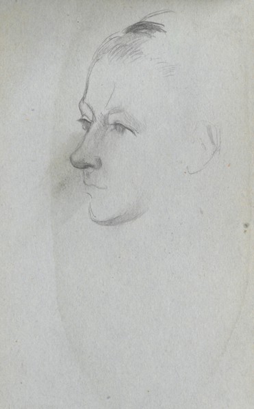 Sketchbook, page 45: Woman's Face, 3/4 View. Ernest Meissonier (French, 1815-1891). Graphite;