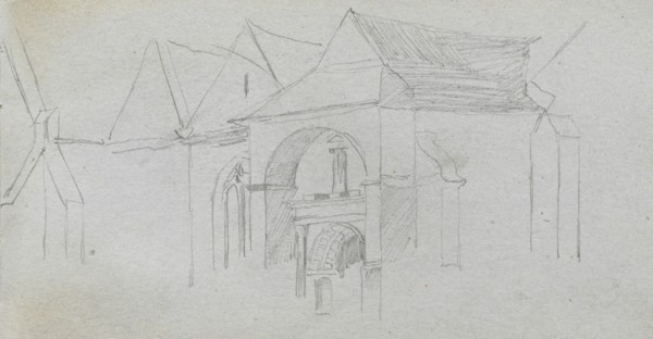 Sketchbook, page 22: Architectural Study. Ernest Meissonier (French, 1815-1891). Graphite;