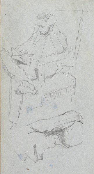 Sketchbook, page 24: Seated Male Figure. Ernest Meissonier (French, 1815-1891). Graphite;