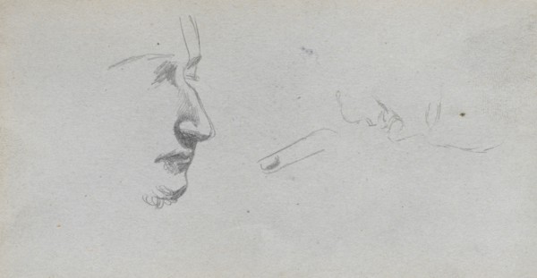 Sketchbook, page 80: Study of Faces. Ernest Meissonier (French, 1815-1891). Graphite;