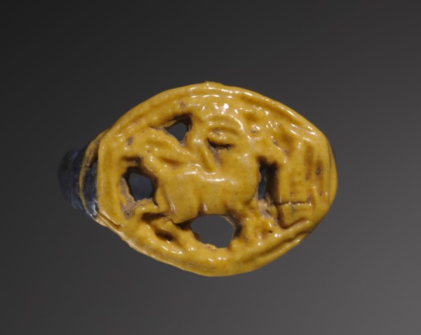 Ring: Gazelle Eating Thicket, 1391-1353 BC. Egypt, New Kingdom, Dynasty 18, reign of Amenhotep III