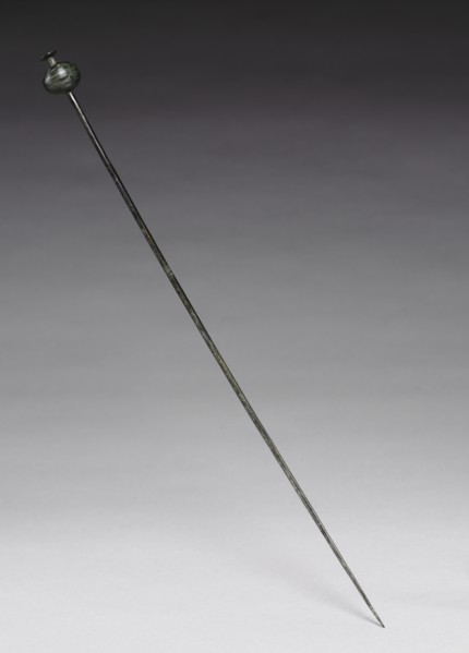 Garment Pin, c. 1400 BC. Possibly Hungary, Bronze Age, c. 2500-800 BC. Cast and wrought bronze;
