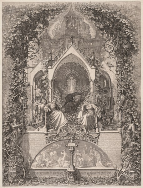 Briar Rose (Dornröschen), 1836. Eugen Napoleon Neureuther (German, 1806-1862). Etching