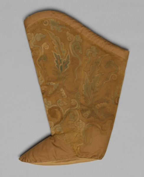 Boot, 907-1125. Northern China, Liao dynasty (907-1125). Silk: tapestry weave; two kinds of metal