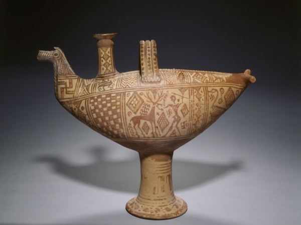 Geometric Bird Askos, c. 700 BC. Greece, Geometric Period, 8th Century BC. Earthenware; overall: 33