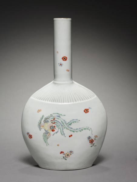 Flask in the Shape of a Fan, 1600s. Japan, Edo Period (1615-1868), 17th Century. Imari ware
