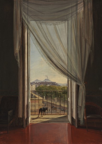 A View of Naples through a Window, 1824. Franz Ludwig Catel (German, 1778-1856). Oil on paper,