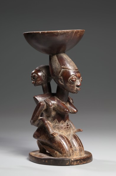 Mother-and-Child Caryatid Vessel, mid-late 1800s. Guinea Coast, Nigeria, Yoruba, mid-late 19th