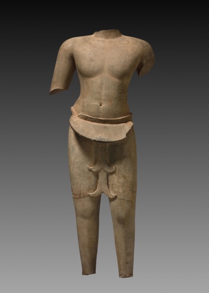 Male Deity, 925-950. Cambodia, Koh Ker-Khleong style, 10th century. Sandstone; overall: 135 cm (53