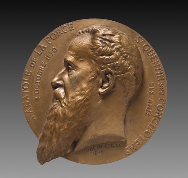 Portrait of Anatole La Forge, 1878. Aimé Millet (French, 1819-1891). Bronze relief; diameter: 21.1