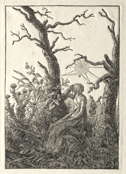 The Woman with the Spider Web between Bare Trees, 1803. Caspar David Friedrich (German, 1774-1840).