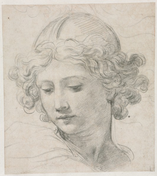 Study for the Head of St. Michael, 1633. Pietro da Cortona (Italian, 1596-1669). Black chalk;