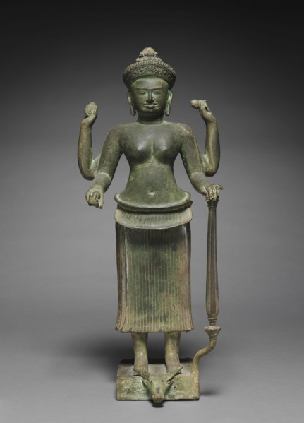 Durga as the Slayer of the Buffalo Demon, 900s. Cambodia, Koh Ker, 10th century. Bronze; overall: