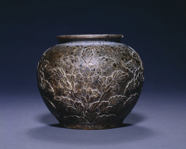 Jar with Floral Decoration, c. 700-750. China, Tang dynasty (618-907). Stone; diameter: 13.3 cm (5